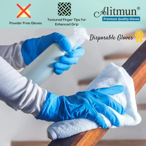 ALITMUN® Nitrile Gloves, Disposable Powder Free Examination Hand Gloves (Pack of 100)