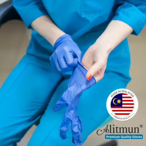 ALITMUN® Nitrile Gloves, Disposable Powder Free Examination Hand Gloves (Pack of 100)