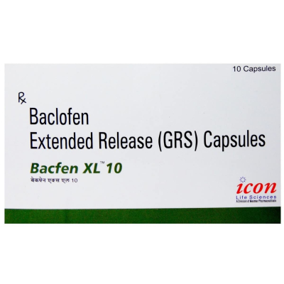 Bacfen XL 10mg Tablets - Extended-Release Muscle Relaxant (Strip of 10 Tablets)