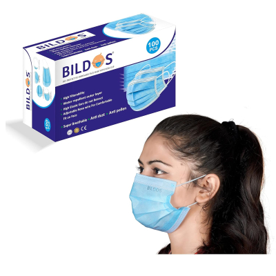 Bildos 3Ply Non-Woven Fabric Disposable Anti-pollution Dust Mask With Nose Clip 