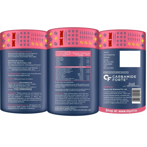 Carbamide Forte Collagen & Biotin  Mixed Fruit Flavour - 60 Biotin Gummies 