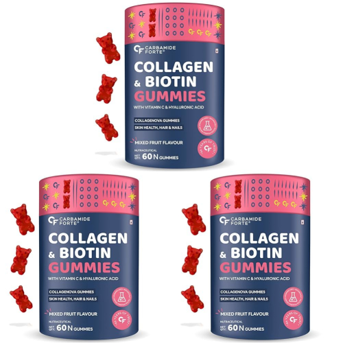 Carbamide Forte Collagen & Biotin  Mixed Fruit Flavour - 60 Biotin Gummies 