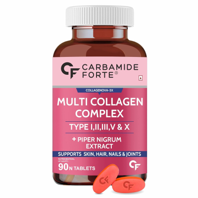 Carbamide Forte Multi Collagen Complex Type + Piperine | For Skin, Hair, Nails & Joints | Tablet