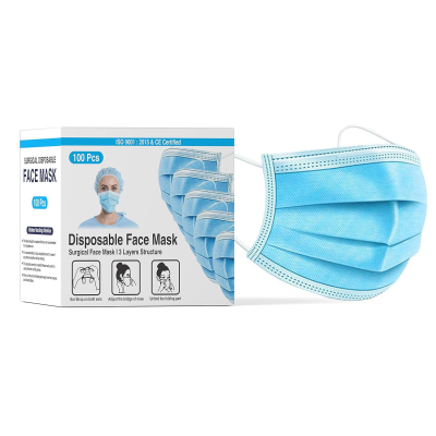 DALUCI Nonwoven Fabric Disposable 3Ply Surgical Face Mask (Blue, Without Valve, Pack of 100) for Unisex