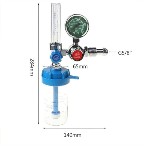 Deluxe Oxygen Cylinder Regulator with Flowmeter, Humidifier Bottle, and Nasal Oxygen Cannula