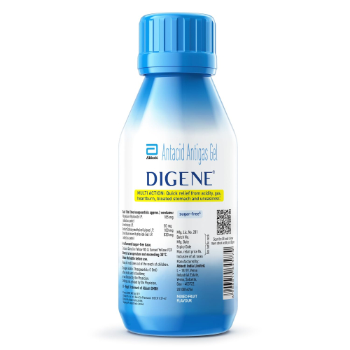 Digene Antacid Gel - 200ml (Mixed Fruit Flavor) for Fast Relief from Acidity & Gas