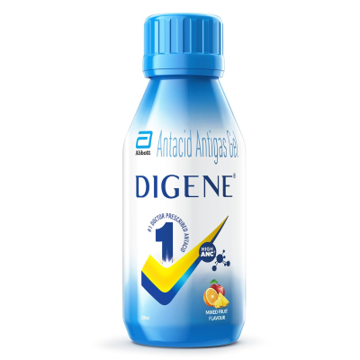 Digene Antacid Gel - 200ml (Mixed Fruit Flavor) for Fast Relief from Acidity & Gas