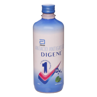 Digene Mint Antigas Gel - 450ml Bottle (DL Required) for Fast Relief from Gas, Acidity & Bloating