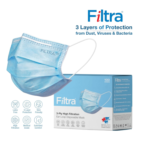 FILTRA® 3-Ply Surgical Mask - High Filtration & Fluid Repellent