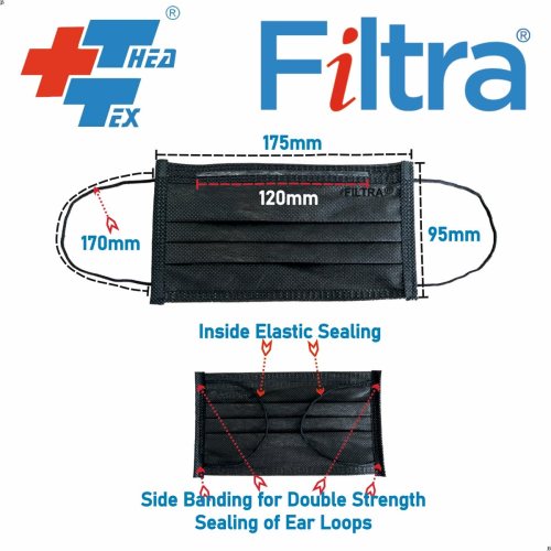 FILTRA® 3-Ply Surgical Mask - High Filtration & Fluid Repellent