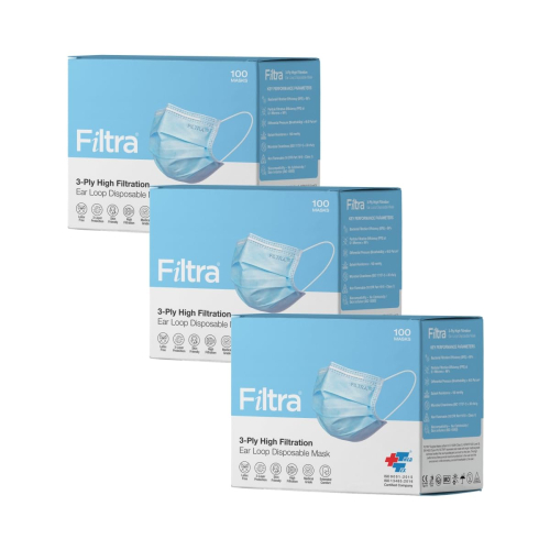 FILTRA® 3-Ply Surgical Mask - High Filtration & Fluid Repellent