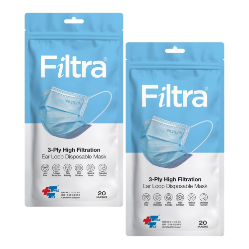 FILTRA® 3-Ply Surgical Mask - High Filtration & Fluid Repellent