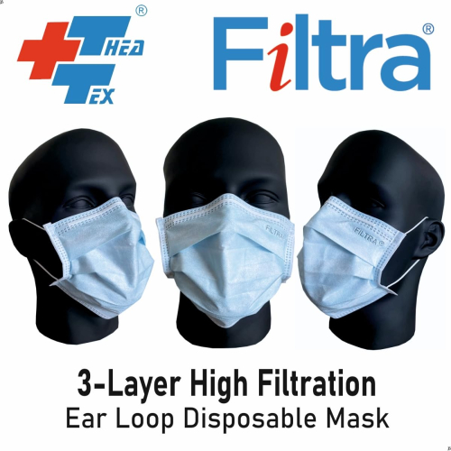 FILTRA® 3-Ply Surgical Mask - High Filtration & Fluid Repellent