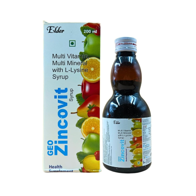 Geo Zincovit Syrup For Multivitamin | Multimineral | L-Lysine | 200ml | Pack of 2