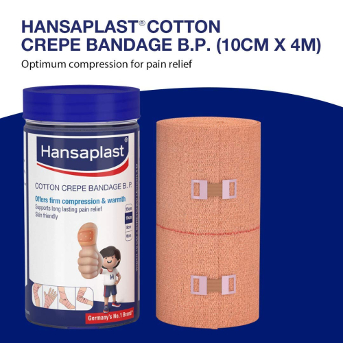 Hansaplast Soft Cotton Pain Relief Crepe Bandage Pack of 1 (10CMx 4MTR)