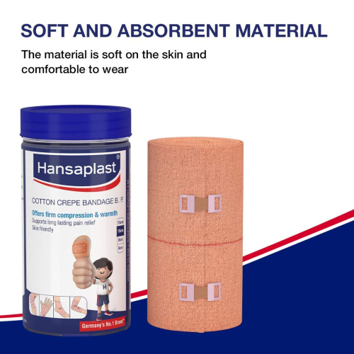 Hansaplast Soft Cotton Pain Relief Crepe Bandage Pack of 1 (10CMx 4MTR)