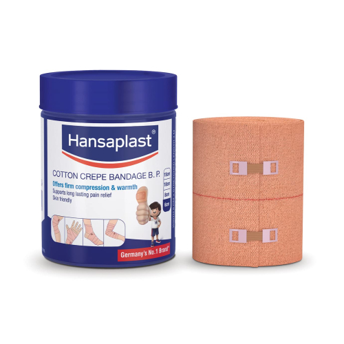 Hansaplast Soft Cotton Pain Relief Crepe Bandage Pack of 1 (10CMx 4MTR)