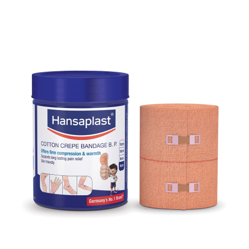 Hansaplast Soft Cotton Pain Relief Crepe Bandage Pack of 1 (10CMx 4MTR)