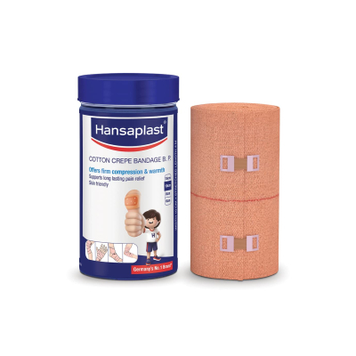 Hansaplast Soft Cotton Pain Relief Crepe Bandage Pack of 1 (10CMx 4MTR)