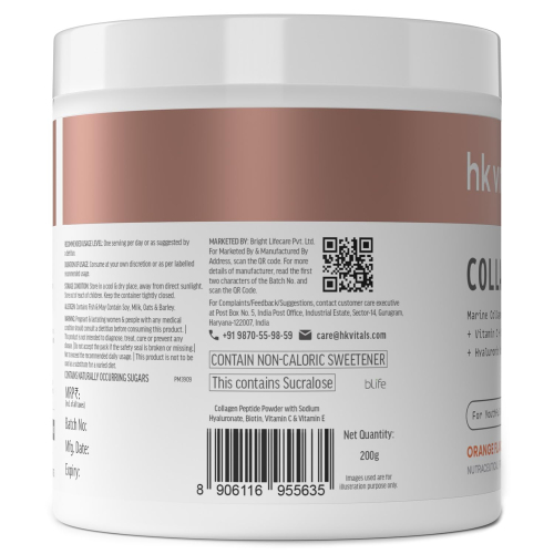 Healthkart HK Vitals Skin Radiance Skin Collagen | Powder with Vitamin C, E & Biotin | Orange 200 Gram