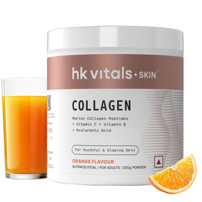 Healthkart HK Vitals Skin Radiance Skin Collagen | Powder with Vitamin C, E & Biotin | Orange 200 Gram