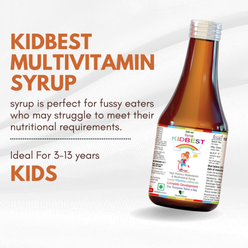 Healthbest Multivitamin Syrup for Kids | Daily Immune Support | Delicious Mixed Fruit Flavor – 200ml