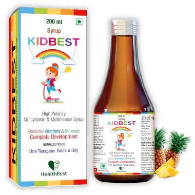 Healthbest Multivitamin Syrup for Kids | Daily Immune Support | Delicious Mixed Fruit Flavor – 200ml