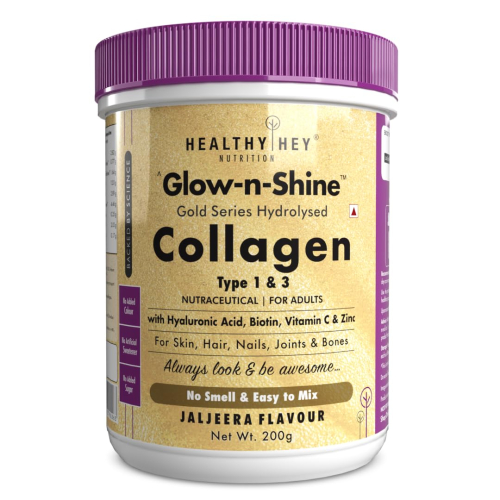 HealthyHey Skin Glow-n-Shine® Collagen Powder   Healthy Skin, Hair and Nails - (Orange, 200gm) 