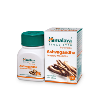 Himalaya Ashvagandha General Wellness Tablets | Stress Relief | Rejuvenates Mind & Body - 60 Tablets 