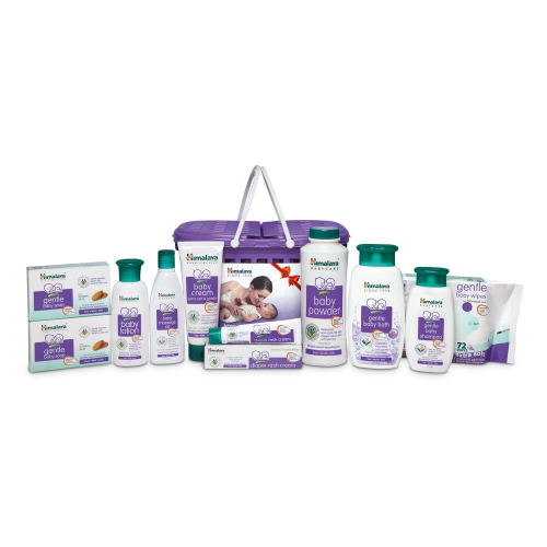 Himalaya Baby Basket Gift Pack (Violet) - 9 Count Combo Pack | Newborn Baby Care Set