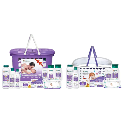 Himalaya Baby Basket Gift Pack (Violet) - 9 Count Combo Pack | Newborn Baby Care Set