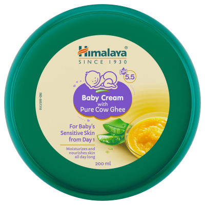 Himalaya Baby Cream with Pure Cow Ghee & pH5.5 (200ml) | Moisturizes & Nourishes Dry and Sensitive Skin All Day Long