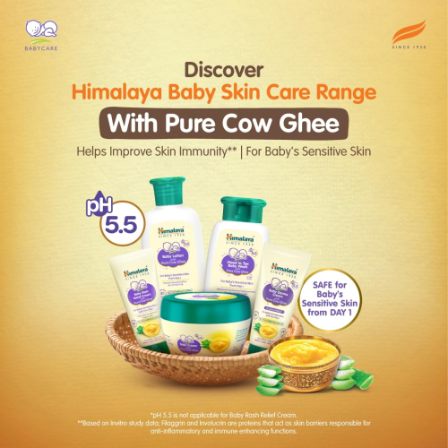 Himalaya Baby Cream with Pure Cow Ghee & pH5.5 (200ml) | Moisturizes & Nourishes Dry and Sensitive Skin All Day Long