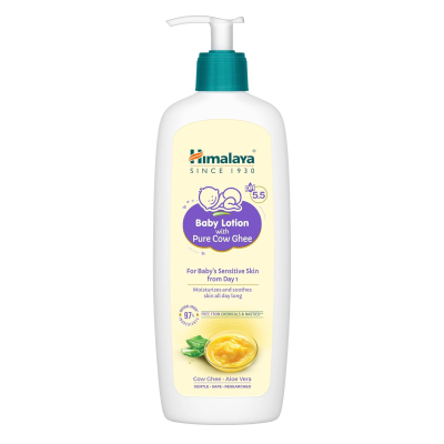 Himalaya Baby Lotion with Pure Cow Ghee 400ml | pH5.5, Aloe Vera, Safe for Newborns, No Parabens, No Mineral Oil