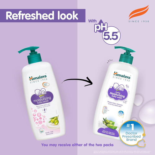 Himalaya Extra Moisturizing Baby Wash 400ml | No Tears Formula with Olive Oil, Aloe Vera & Milk