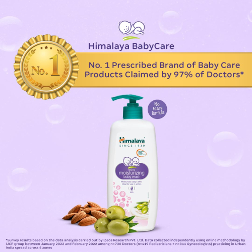 Himalaya Extra Moisturizing Baby Wash 400ml | No Tears Formula with Olive Oil, Aloe Vera & Milk