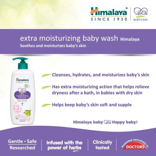 Himalaya Extra Moisturizing Baby Wash 400ml | No Tears Formula with Olive Oil, Aloe Vera & Milk