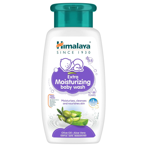 Himalaya Extra Moisturizing Baby Wash 400ml | No Tears Formula with Olive Oil, Aloe Vera & Milk