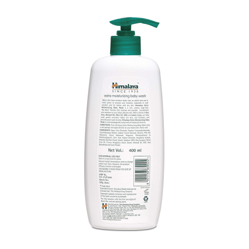 Himalaya Extra Moisturizing Baby Wash 400ml | No Tears Formula with Olive Oil, Aloe Vera & Milk