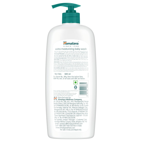 Himalaya Extra Moisturizing Baby Wash 400ml | No Tears Formula with Olive Oil, Aloe Vera & Milk