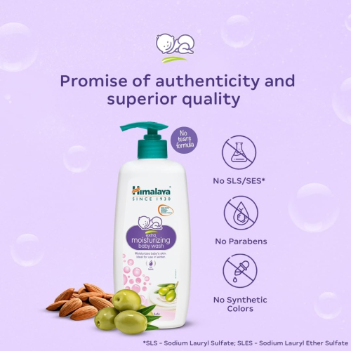 Himalaya Extra Moisturizing Baby Wash 400ml | No Tears Formula with Olive Oil, Aloe Vera & Milk