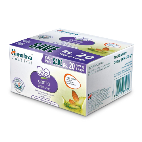 Himalaya Gentle Baby Soap Value Pack, 4 * 75g | With Olive Oil & Almond Oil | Safe for Newborns | Dermatologically Tested