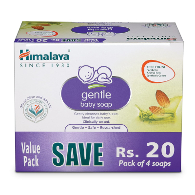 Himalaya Gentle Baby Soap Value Pack, 4 * 75g | With Olive Oil & Almond Oil | Safe for Newborns | Dermatologically Tested