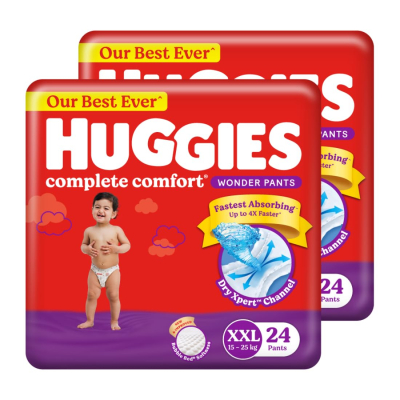 Huggies Complete Comfort Wonder Pants XXL Size, 48 Count - Fast Absorbing Diapers for Babies (15-25 Kg)