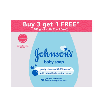 Johnson's Baby Soap for Bath Combo Offer Pack - 100g (Buy 3 Get 1 Free)