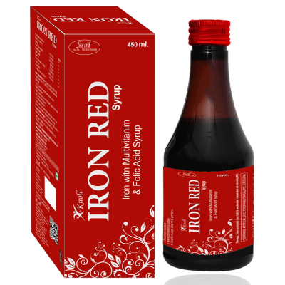 Knoll Healthcare Iron Red Syrup Iron with Multivitamin & Folic Acid Syrup Increase red blood cells 450 ml (Pack of 1)