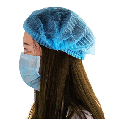 Kodenipr Club Hair Cap Stretchable Blue Bouffant Caps/Cooking Caps (100 Pieces)