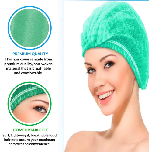 Kodenipr Club Hair Cap Stretchable Blue Bouffant Caps/Cooking Caps (100 Pieces)