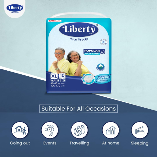 Liberty Adult Diaper, Extra Large (10 count) (120-170 Cms || 48-68 Inch)