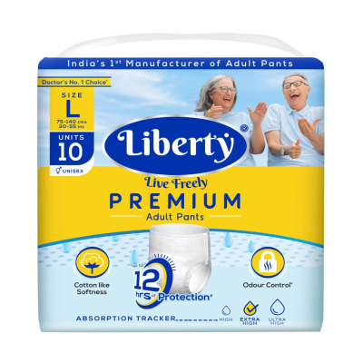 Liberty Adult diaper pants, Large 10 Pcs Pack (75-140 Cms (30-55 inches)